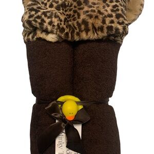 RARE Neiman Marcus Leopard Print Hooded Towel with Yellow Duck